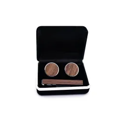 GemelosWalnut circular wooden cufflinks
