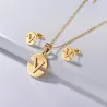 Halskette & Ohrringe - Goldschmuckset - mit V-Buchstabe