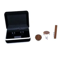 GemelosWalnut circular wooden cufflinks