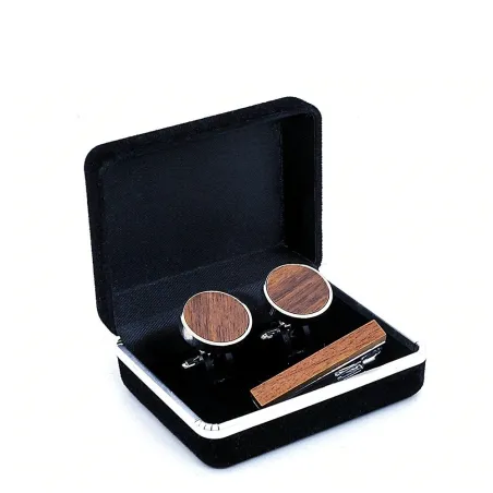 GemelosWalnut circular wooden cufflinks