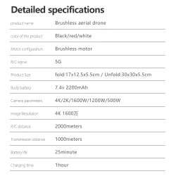 Drone PiezasM818 - 5G - WIFI - FPV - GPS - 4K HD ESC Camera - Brushless - Foldable - RC Drone Quadcopter - RTF