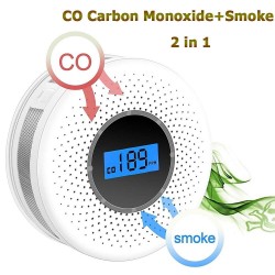 Rilevatore di monossido di carbonio/fumo - con display di allarme acustico / numeri - alimentato a batteria