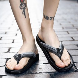 Leather sandals - beach flip flops - striped design
