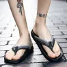 Ledersandalen - Strand Flip Flops - gestreiftes Design