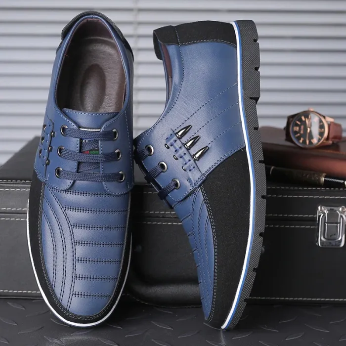 Casual buty skórzane - oddychające - ze sznurowadłamiButy
