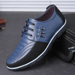 Casual buty skórzane - oddychające - ze sznurowadłamiButy