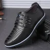 Casual buty skórzane - oddychające - ze sznurowadłamiButy