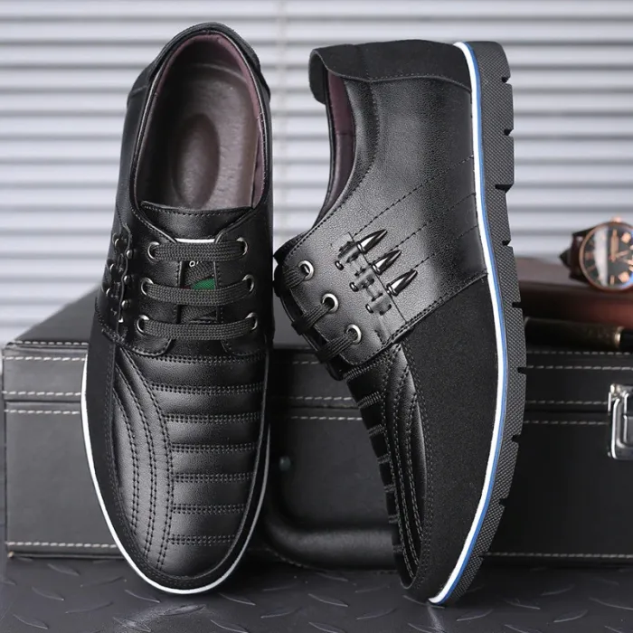 Casual buty skórzane - oddychające - ze sznurowadłamiButy