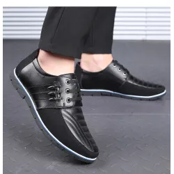Casual buty skórzane - oddychające - ze sznurowadłamiButy