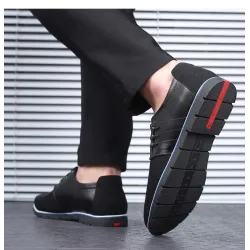 Casual buty skórzane - oddychające - ze sznurowadłamiButy