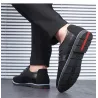 Casual buty skórzane - oddychające - ze sznurowadłamiButy