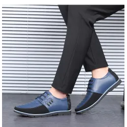 Casual buty skórzane - oddychające - ze sznurowadłamiButy