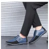 Casual buty skórzane - oddychające - ze sznurowadłamiButy