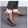 Casual leather shoes - breathable - with laces