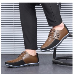 Casual leather shoes - breathable - with laces