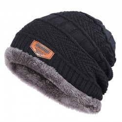 Knitted warm hat - with thick plush inside - unisex
