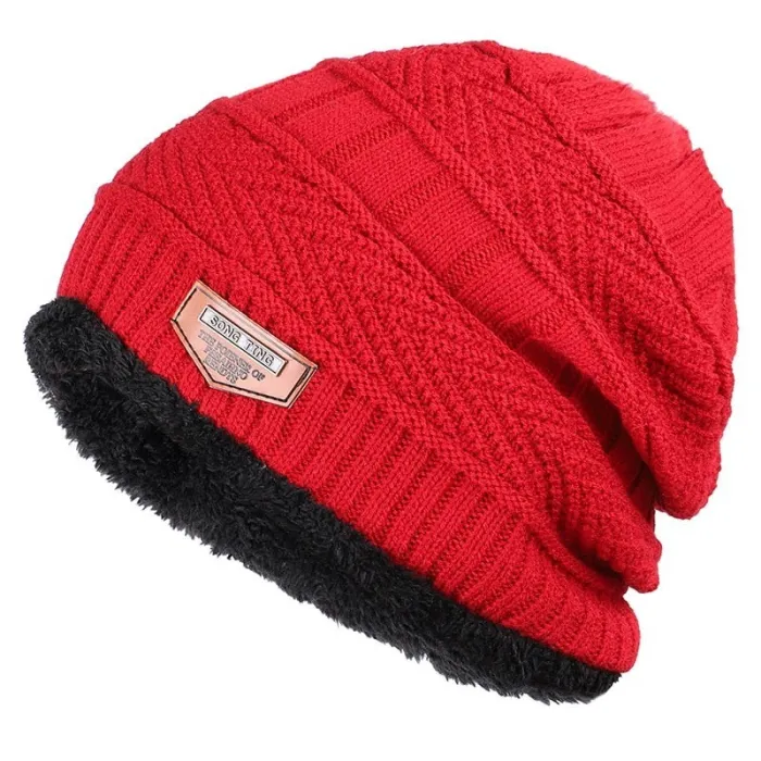 Warme Strickmütze - mit dickem Plüsch innen - Unisex