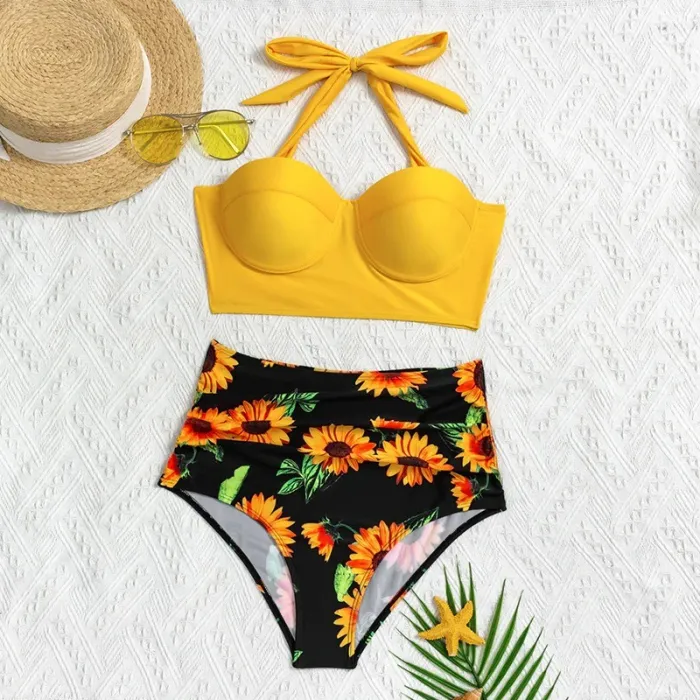 Sunflower bikini set - two piece - lace up
