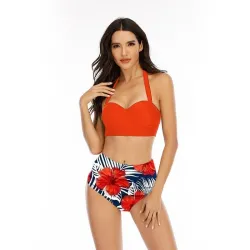 Sexy bikini set - with push-up - high waist - sunflowers