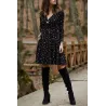 Kleines Minikleid - Langarm - V-Ausschnitt - Vintage-Blumendruck