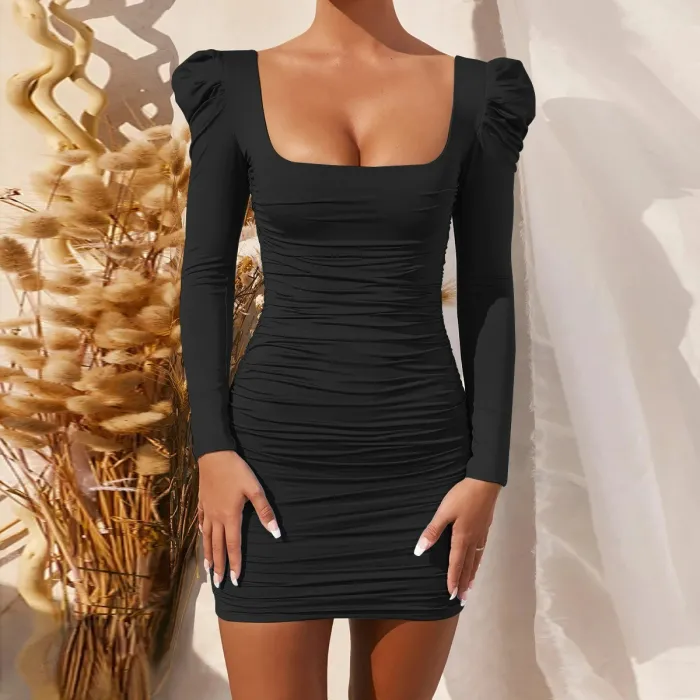 Sexy rückenfreies Langarm-Minikleid