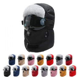 Ciepła czapka zimowa - z okularami - ochrona uszu / ust / zawór powietrza - wodoodporna kominiarka