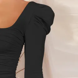 Sexy rückenfreies Langarm-Minikleid
