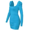 Sexy rückenfreies Langarm-Minikleid