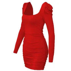 Sexy rückenfreies Langarm-Minikleid