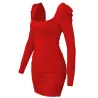 Sexy rückenfreies Langarm-Minikleid