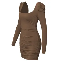 Sexy rückenfreies Langarm-Minikleid
