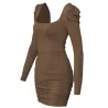 Sexy rückenfreies Langarm-Minikleid