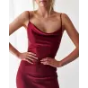 Sexy Seidenkleid - wadenlang - dünne Träger - mit seitlichem Schlitz