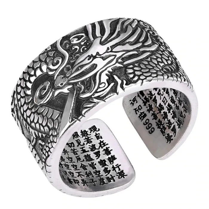 990 sterling silver - vintage dragon ring