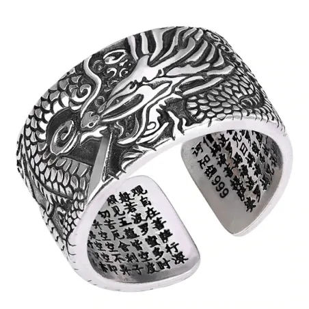990 sterling silver - vintage dragon ring