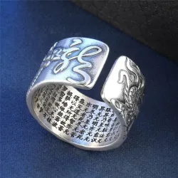 990 sterling silver - vintage dragon ring