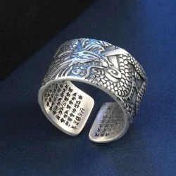 990 sterling silver - vintage dragon ring