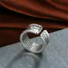 Buddhismus Herz Sutra & Lotus - Ring - veränderbar - 925 Sterling Silber
