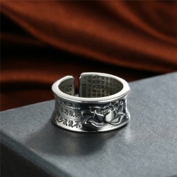 Lotus heart sutra ring - Buddhism - 925 sterling silver