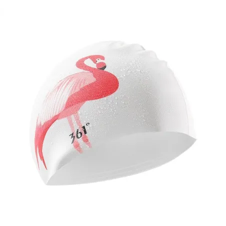 Flamingo swimming cap - ear protection - silicone - women