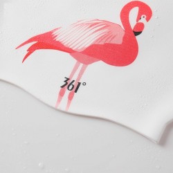 Flamingo swimming cap - ear protection - silicone - women