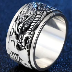Alter chinesischer Drachenring - 925er Sterlingsilber