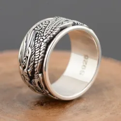 Alter chinesischer Drachenring - 925er Sterlingsilber
