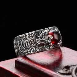 Tibetisch sechs Wörter Sprichwort - Ring - verstellbar - 925 Sterling Silber