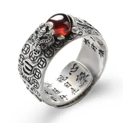 Tibetisch sechs Wörter Sprichwort - Ring - verstellbar - 925 Sterling Silber