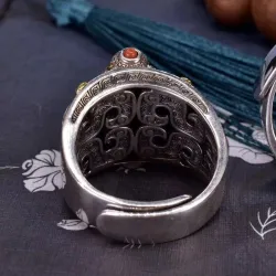 AnillosBuddhist mantra - ring - resizable - 925 sterling silver