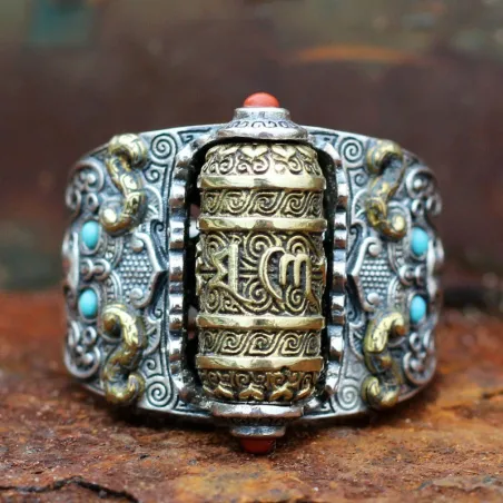 AnillosBuddhist mantra - ring - resizable - 925 sterling silver