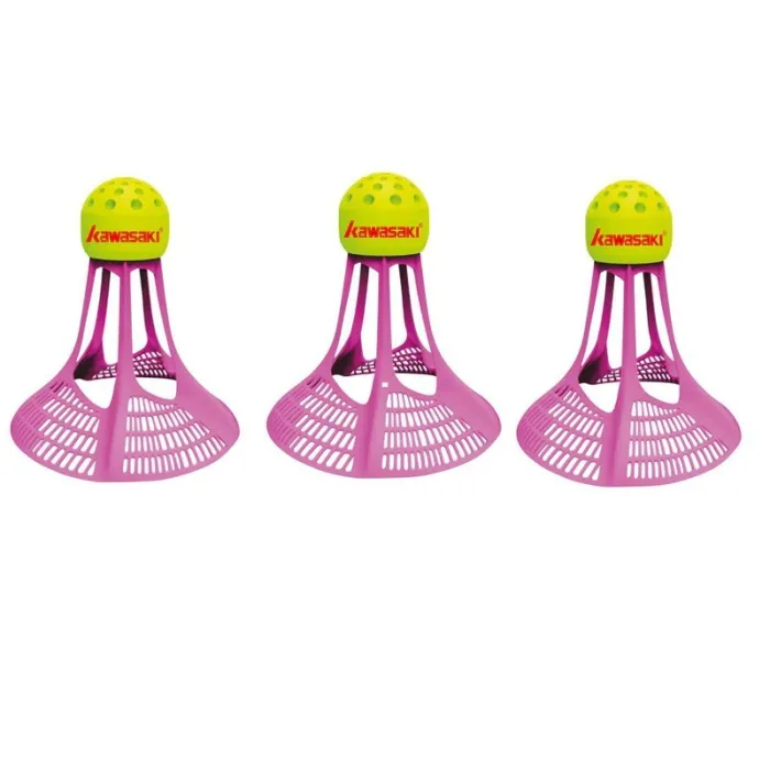 Kawasaki - lotka do badmintona - plastikowa nylonowa kulka - odporność na wiatr - z pojemnikiem - 3 - 9 sztukBadminton
