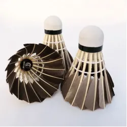 Badminton shuttlecocks - white / black goose feather - 6 - 12 pieces