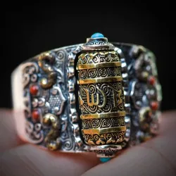 AnillosBuddhist mantra - ring - resizable - 925 sterling silver